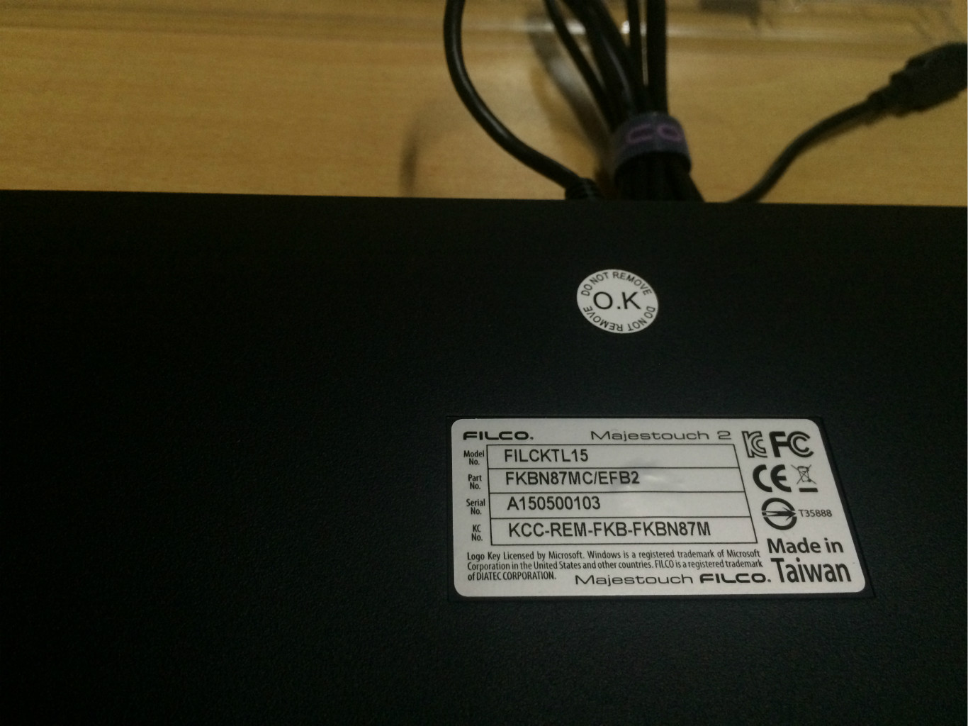 Filco忍者87二代背面